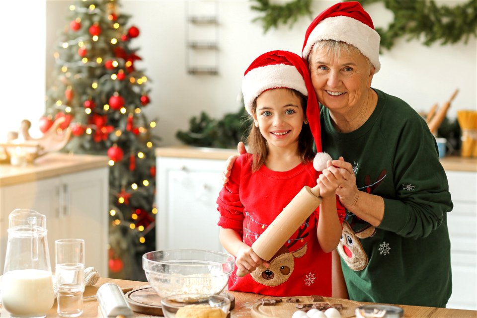 Grandmother Granddaughter Christmas photo