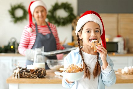 Girl Eat Cookie Christmas photo