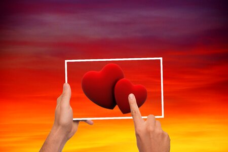 Valentine's day tablet finger photo