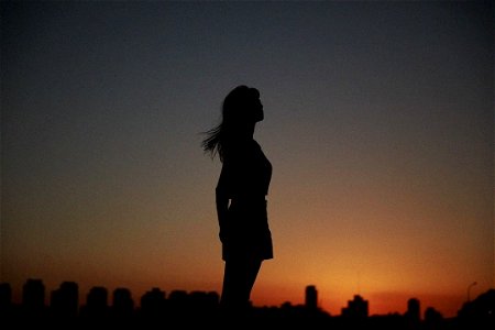Silhouette Nightfall Woman photo