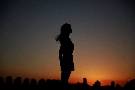 Silhouette Nightfall Woman