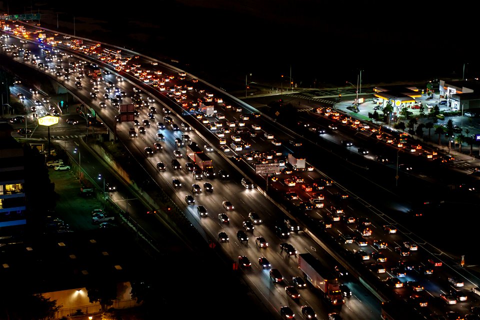 Traffic Jam Highway Night