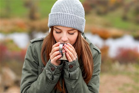 Woman Girl Drink Outdoor photo