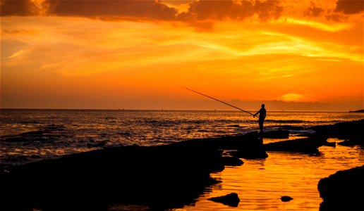 Sea Fishing Sunset