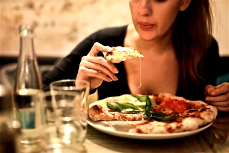 Woman Girl Meal Pizza photo