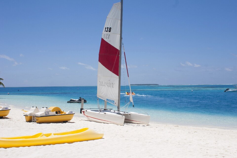 Atoll white sandy beach marine sports