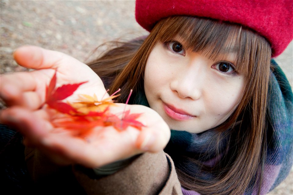 Maple Leaves Woman Girl