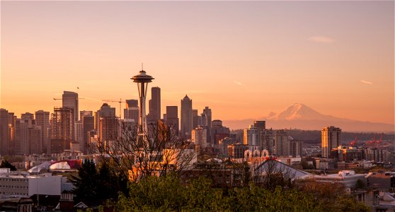 Seattle Cityscape Sunset photo