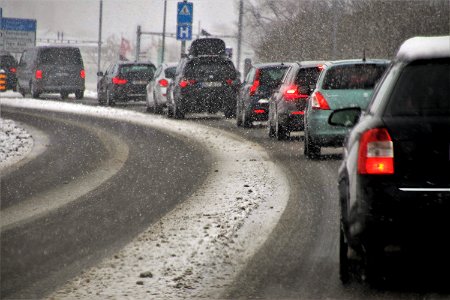 Traffic Jam Cars Snow