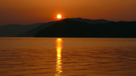 Tranquil scene lake biwa japan photo