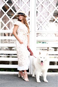 Woman Girl Samoyed Dog