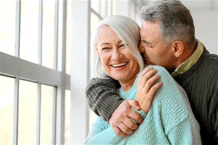 Senior Couple Kiss photo