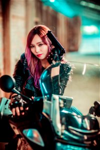 Motorcycle Woman Girl photo