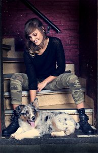 Girl Australian Shepherd Dog photo