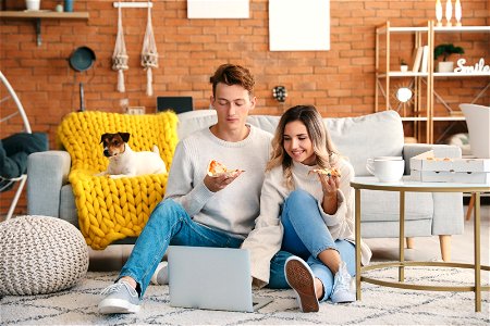 Couple Pizza Laptop Computer