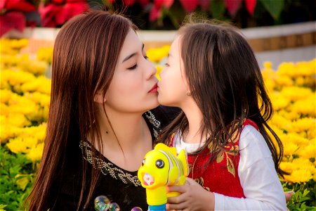 Mother Daughter Kiss photo