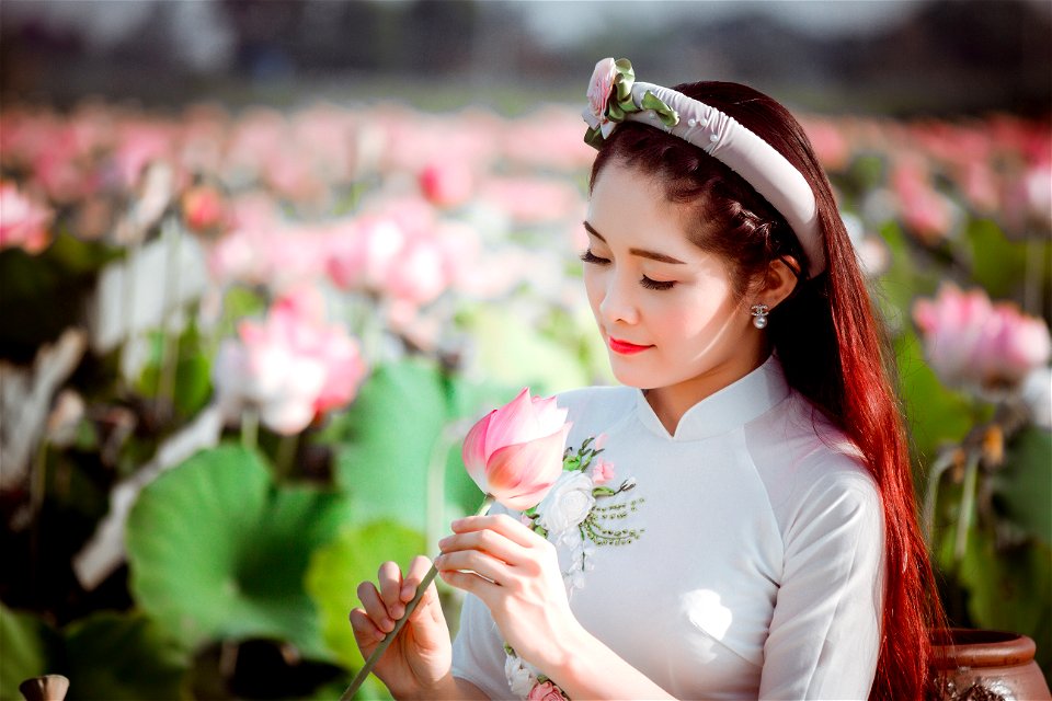 Woman Girl Portrait Lotus