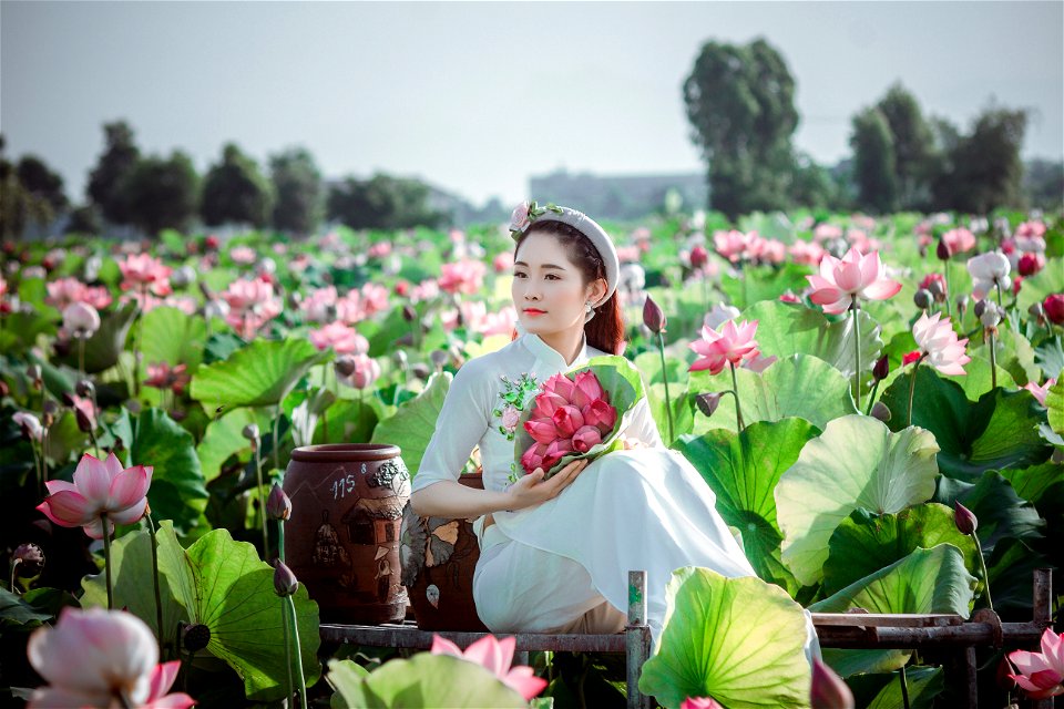 Woman Girl Portrait Lotus
