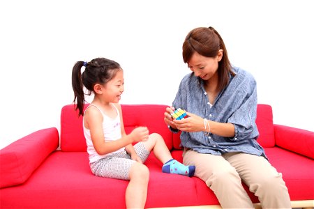 Mother Daughter Rubiks Cube photo