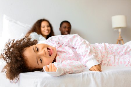Child Girl Bed Family photo