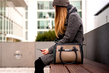 Woman Smartphone Bench