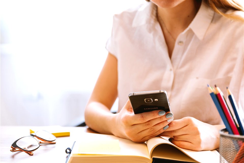 Businesswoman Smartphone Office