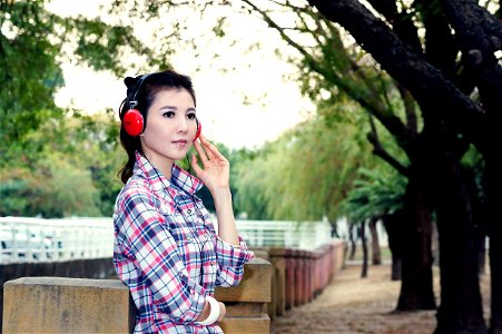 Woman Girl Headphones Music photo
