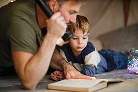 Father Son Read Book photo