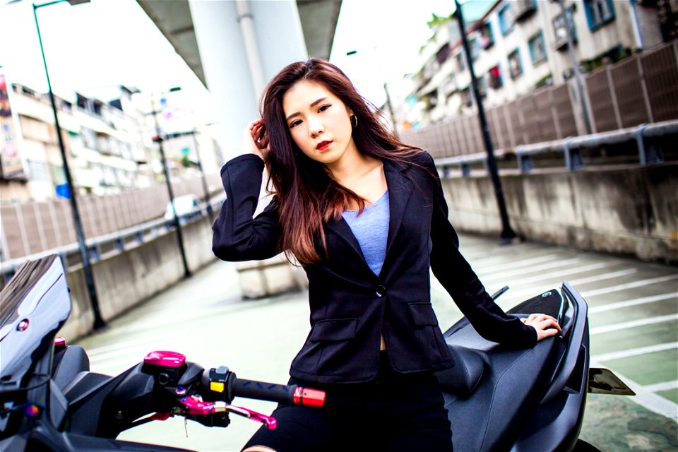 Woman Girl Motorcycle photo