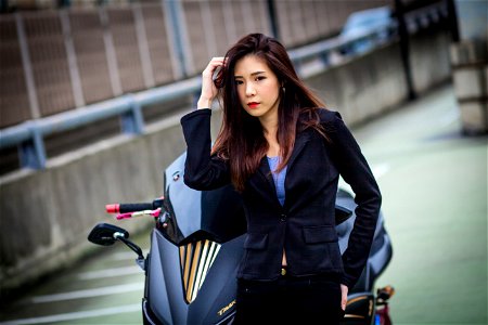 Woman Girl Motorcycle photo