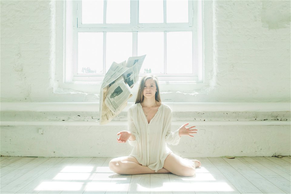 Woman Girl Newspaper