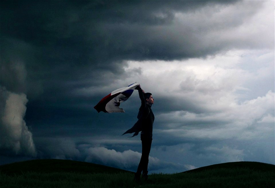 Man Dark Clouds Flag