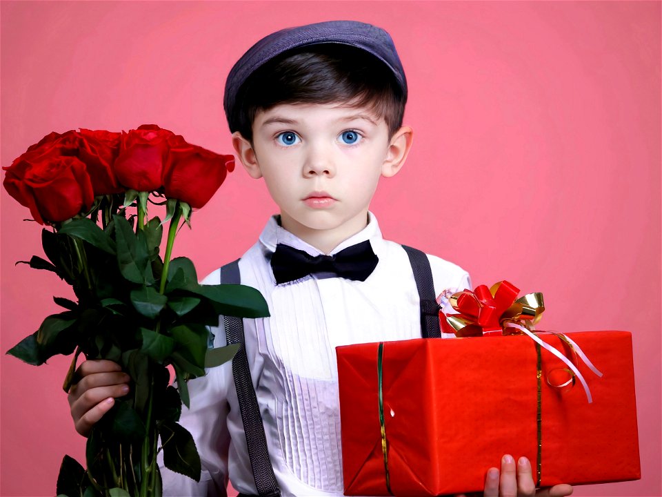 Child Boy Rose Gift