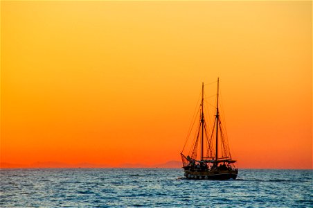 Sunset Sea Ship photo