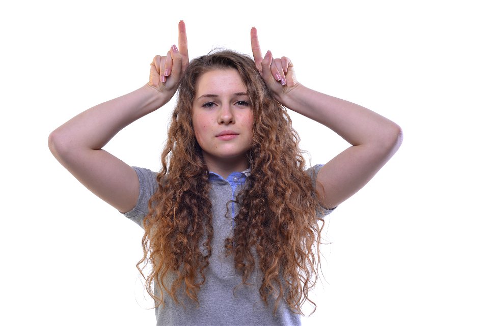 Woman Girl Pointing Finger
