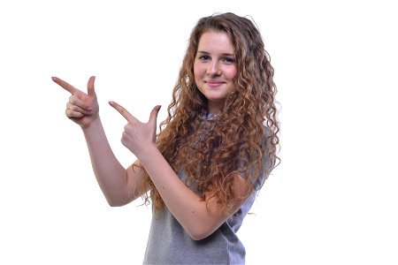 Woman Girl Pointing Finger