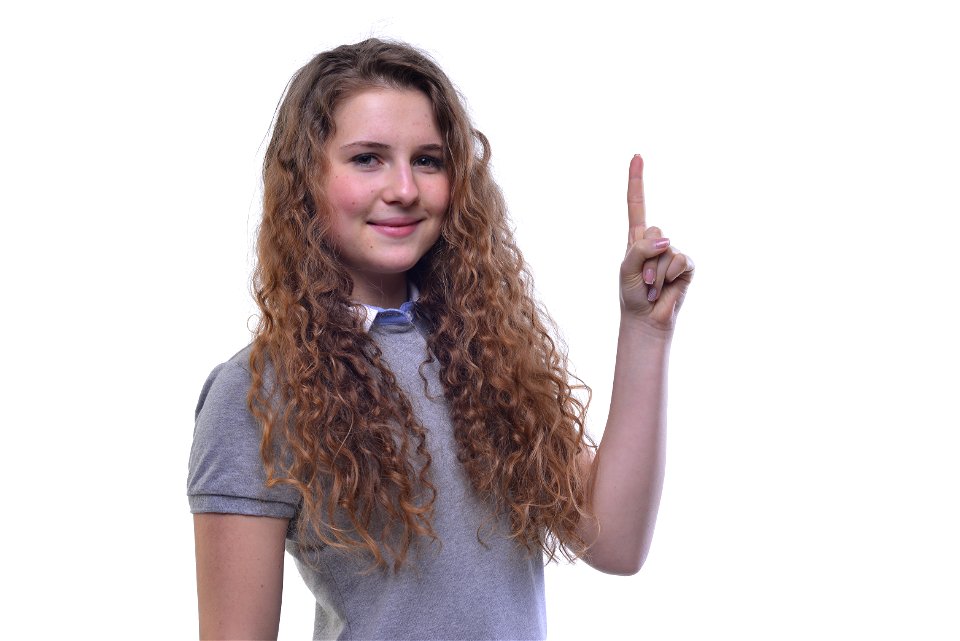 Woman Girl Pointing Finger