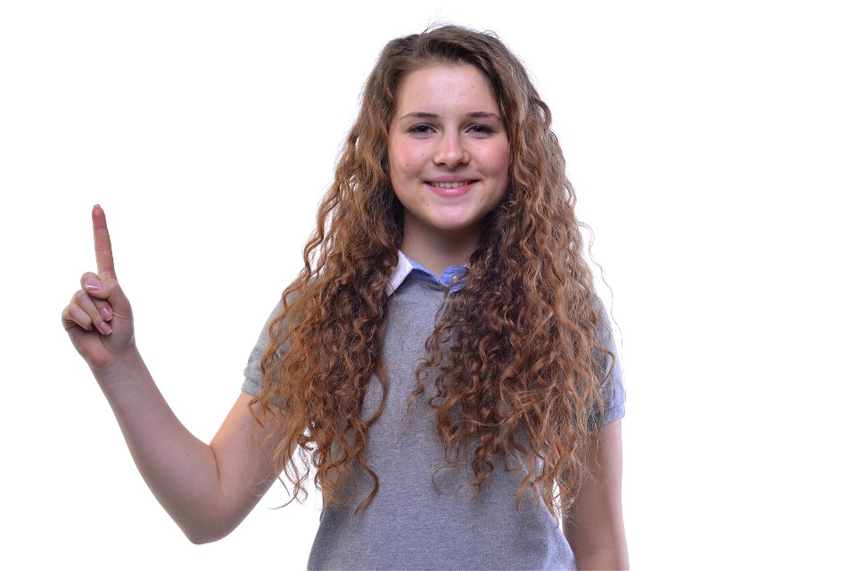 Woman Girl Pointing Finger
