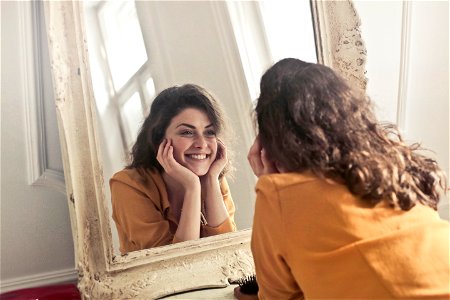 Woman Mirror Smile photo
