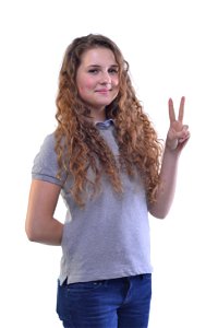 Woman Girl V Sign photo