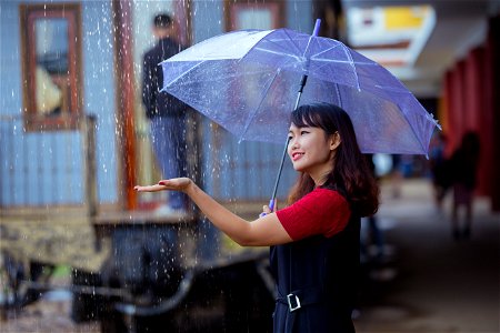 Woman Girl Rain Umbrella photo