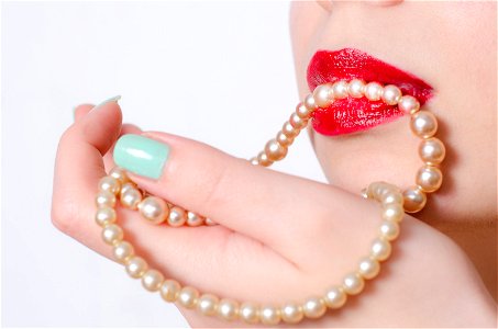 Pearl Necklace Lip Hand photo