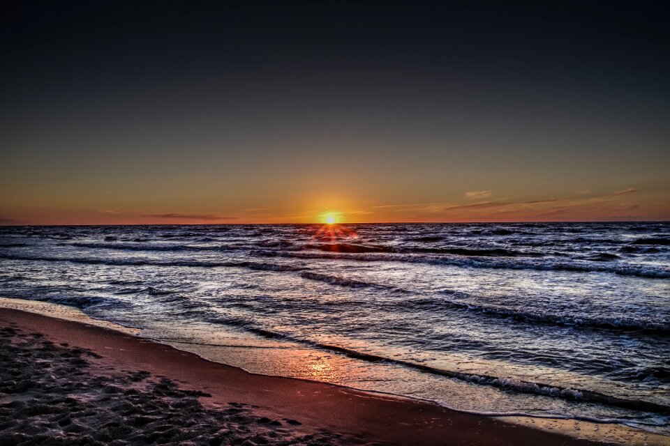 Orange the waves ocean