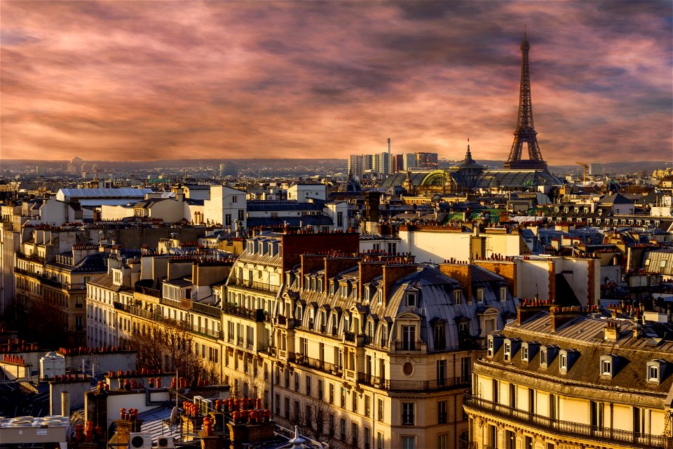 Sunset Paris Cityscape photo