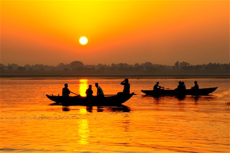 Ganges River Sunset Boat photo