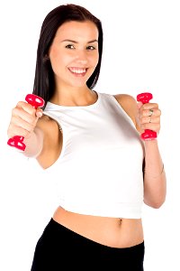 Woman Girl Training Dumbbell photo