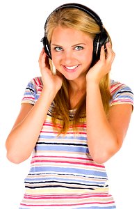 Woman Girl Headphone Music
