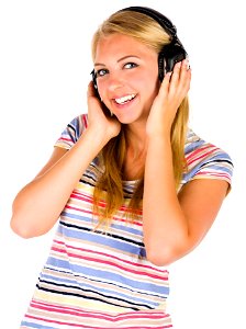 Woman Girl Headphone Music