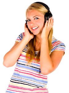 Woman Girl Headphone Music photo