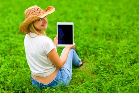 Woman Girl Tablet Pc photo